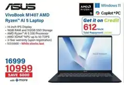 Incredible Connection ASUS VivoBook M1407 AMD Ryzen AI 5 Laptop offer