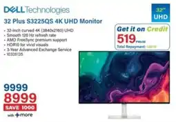 Incredible Connection Dell Technologies 32 Plus S3225QS 4K UHD Monitor offer