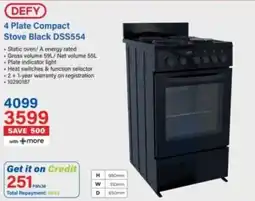 Incredible Connection DEFY 4 Plate Compact Stove Black DSS554 offer