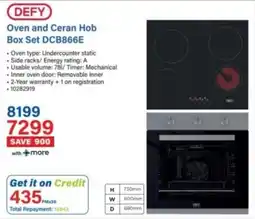 Incredible Connection Defy Oven and Ceran Hob Box Set DCB866E offer