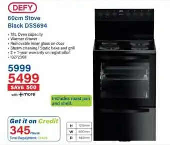 Incredible Connection DEFY 60cm Stove Black DSS694 offer