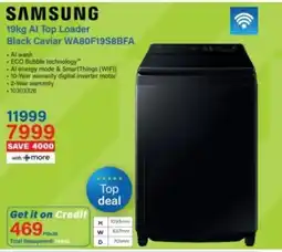 Incredible Connection SAMSUNG 19kg AI Top Loader Black Caviar offer