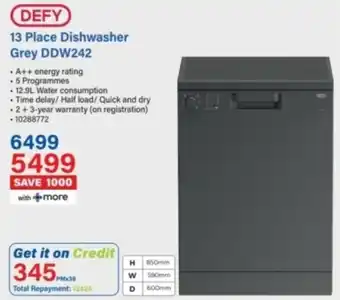 Incredible Connection Defy 13 Place Dishwasher Grey offer