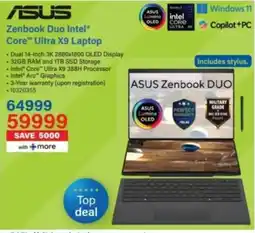 Incredible Connection ASUS Zenbook Duo Intel Core Ultra X9 Laptop offer