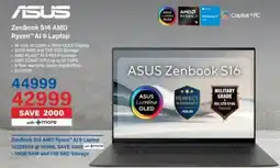 Incredible Connection ASUS Zenbook S16 AMD Ryzen AI 9 Laptop offer