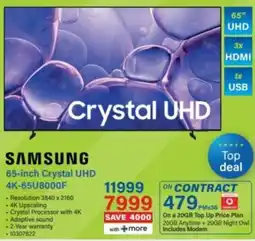 Incredible Connection SAMSUNG 65-inch Crystal UHD offer