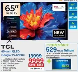 Incredible Connection TCL 65-inch QLED Google TV-65P8K offer
