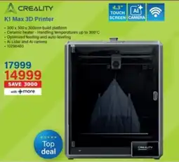 Incredible Connection CREALITY K1 Max 3D Printer offer