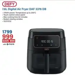 Incredible Connection DEFY 7.6L Digital Air Fryer DAF 3376 DB offer