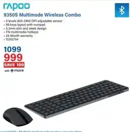 Incredible Connection Rapoo 9350S Multimode Wireless Combo offer