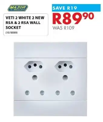VETI 2 WHITE 2 NEW RSA & 2 RSA WALL SOCKET