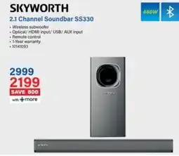 Incredible Connection SKYWORTH 2.1 Channel Soundbar SS330 offer