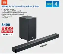 Incredible Connection JBL SB595 3.1.2 Channel Soundbar & Sub offer