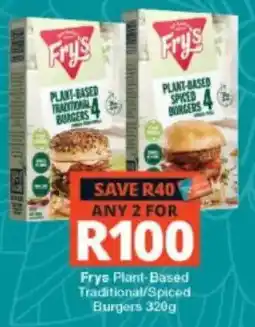 Checkers Frys Plant-Based Traditional/Spiced Burgers offer