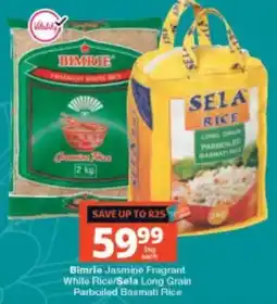 Checkers Bimrie Jasmine Fragrant White Rice/Sela Long Grain Parboiled Basmati Rice offer