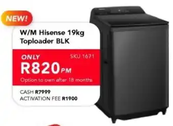 W/M Hisense Toploader BLK