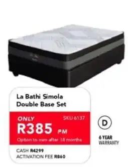 Astra Furnishers La Bathi Simola Double Base Set offer