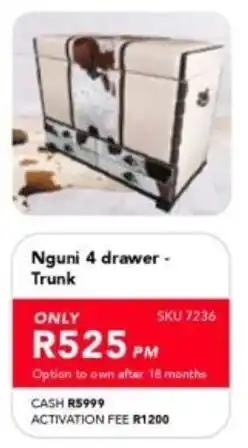 Astra Furnishers Nguni 4 drawer Trunk offer