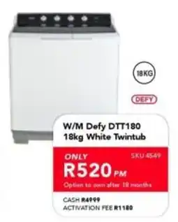 Astra Furnishers W/M Defy DTT180 18kg White Twintub offer