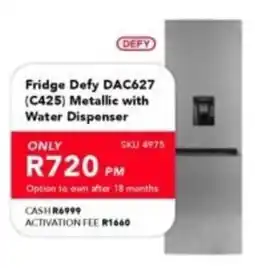 Astra Furnishers Fridge Defy DAC627 (C425) Metallic with Water Dispenser offer