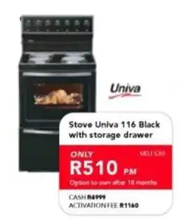 Astra Furnishers Stove Univa 116 Black with storage drawer offer
