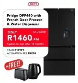Astra Furnishers Defy Fridge DFF440 with French Door Freezer & Water Dispenser offer
