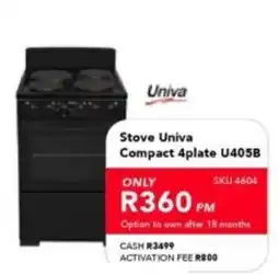 Astra Furnishers Stove Univa Compact 4plate U405B offer