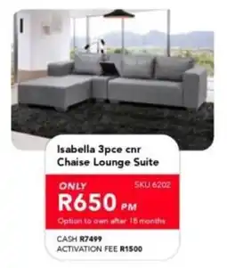 Astra Furnishers Isabella 3pce cnr Chaise Lounge Suite offer