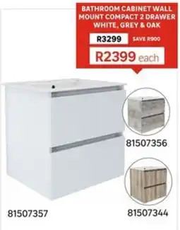 Leroy Merlin Bathroom Cabinet Wall Mount Compact 2 Drawer White, Grey & Oak offer