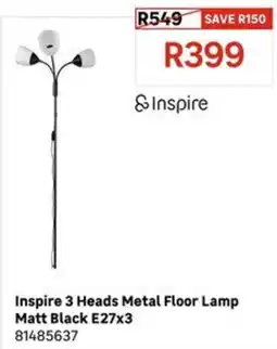 Leroy Merlin Inspire 3 Heads Metal Floor Lamp offer