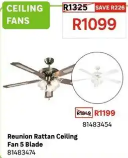 Leroy Merlin Reunion Rattan Ceiling Fan 5 Blade offer