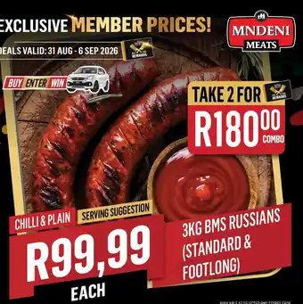 Bluff Meat Supply Mndeni Meats 3KG BMS Russians offer