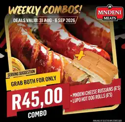 Bluff Meat Supply MNDENI CHEESE RUSSIANS (6'S) Lupo HOT DOG ROLLS (6'S) offer