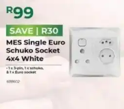 Agrimark MES Single Euro Schuko Socket 4x4 White offer