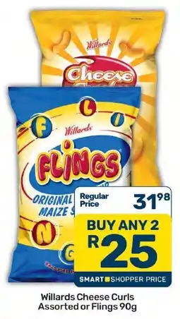 Pick n Pay Hypermarket Willards Cheese Curls Assorted or Flings offer
