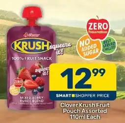 Pick n Pay Hypermarket Clover Krush Fruit Pouch Assorted offer