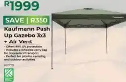 Agrimark Kaufmann Push Up Gazebo 3x3 + Air Vent offer