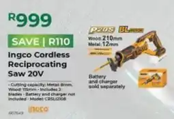 Agrimark Ingco Cordless Reciprocating Saw 20V offer