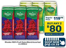 Pick n Pay Hypermarket Rhodes 100% Fruit Juice Blend Assorted offer