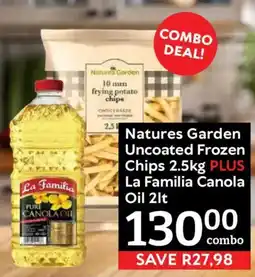 Oxford Freshmarket Natures Garden Uncoated Frozen Chips PLUS La Familia Canola Oil offer