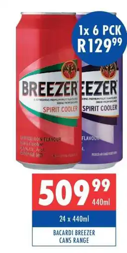 Ultra Liquors BACARDI BREEZER CANS RANGE offer