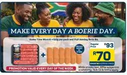 Pick n Pay Game Time Wors & PnP Hotdog Rolls 6s offer