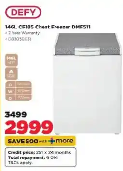 HiFi Corp DEFY 146L CF185 Chest Freezer DMF511 offer