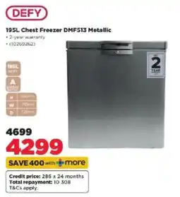 HiFi Corp DEFY 195L Chest Freezer DMF513 Metallic offer