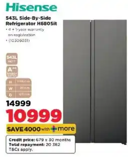 HiFi Corp Hisense 543L Side-By-Side Refrigerator H680Sit offer