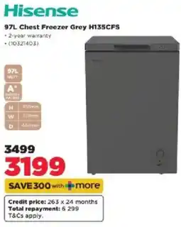 HiFi Corp Hisense 97L Chest Freezer Grey H135CFS offer