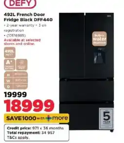 HiFi Corp DEFY 492L French Door Fridge Black DFF440 offer