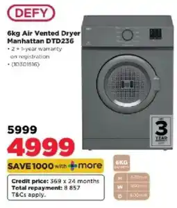 HiFi Corp DEFY 6kg Air Vented Dryer Manhattan DTD236 offer