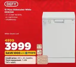 HiFi Corp DEFY 13 Place Dishwasher White offer