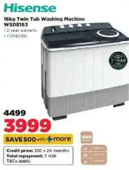 HiFi Corp Hisense 16kg Twin Tub Washing Machine offer